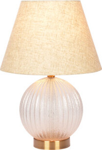 Mercer41 Zuly Round Ribbed Glass Table Lamp with Linen Shade