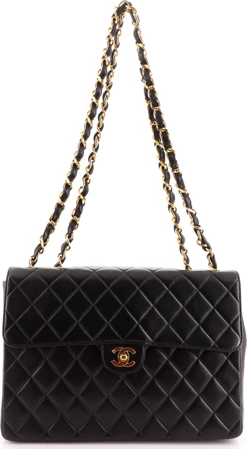 Chanel Vintage Square Flap Bag Quilted Lambskin Jumbo - ShopStyle