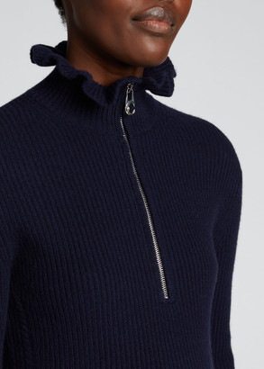 Chloé Ruffle Quarter-Zip Wool-Blend Turtleneck Sweater