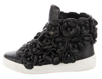 Chanel 2014 Interlocking CC Logo Wedge Sneakers Black - ShopStyle