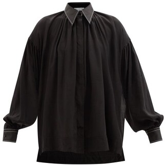 J.W.Anderson Gathered Lyocell-blend Crepe De Chine Shirt - Black