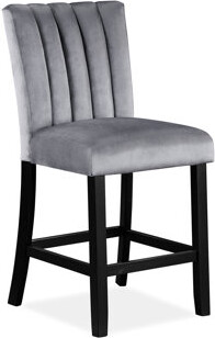 Red Barrel Studio 2 Counter Height Dining Chair  Gray Black Velvet Seat Back Wood 2pc Chairs Gray/black Modern Style Construction