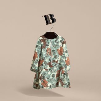 Burberry Beasts Print Silk Dropped-waist Dress