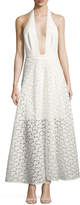 Thumbnail for your product : Milly Carlie Floral Halter Evening Gown, White