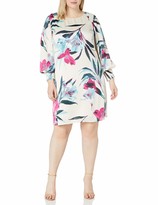 Thumbnail for your product : SL Fashions Women's Plus Size Sleeveless Print Asymmetric Chiffon Overlay Dress