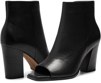 black open toe bootie heels