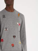 Thumbnail for your product : Gucci Embroidered Wool Sweater - Mens - Grey