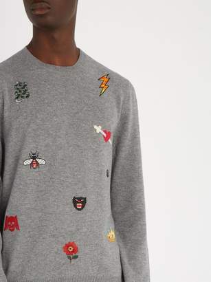 Gucci Embroidered Wool Sweater - Mens - Grey