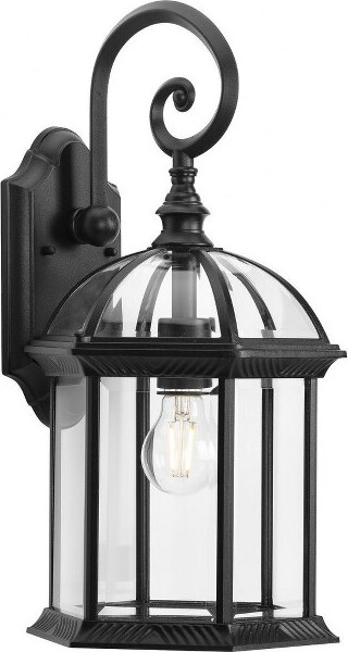 Progress Lighting ProgressLightingDillard1-LightOutdoorWallLanterninTexturedBlackClearBeveledGlassAluminumCollection