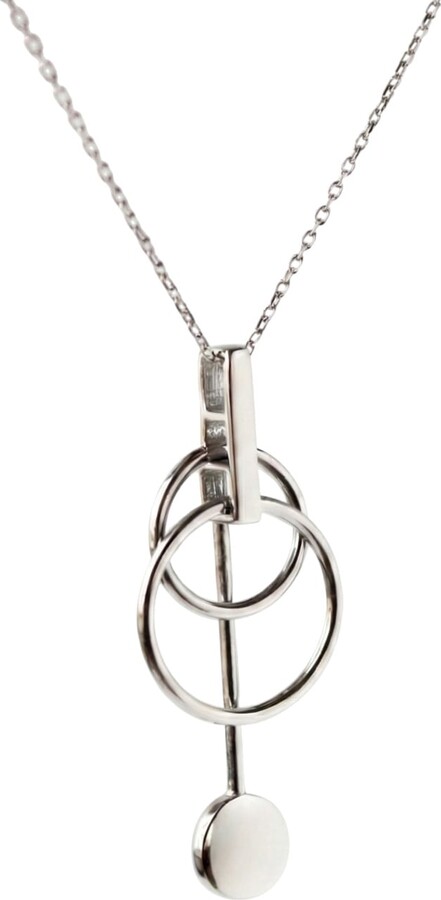 Gutta Design White Mesh Necklace Rhodium Plated