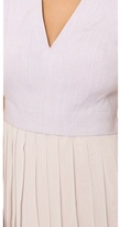 Thumbnail for your product : Rebecca Taylor V Neck Dress with Pleated Skirt