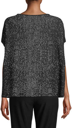 Eileen Fisher Petite Sleek Tencel Printed Short-Sleeve Sweater