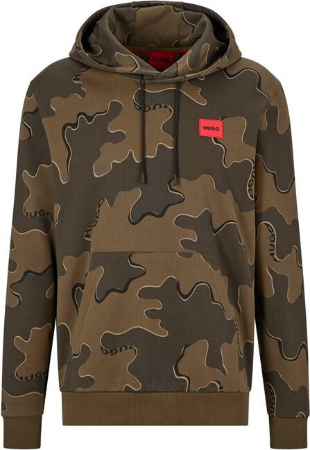HUGO - Camouflage-pattern relaxed-fit hoodie in French-terry cotton