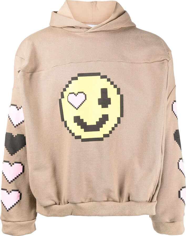 Natasha Zinko Pixel-Smiley Pullover Box Hoodie
