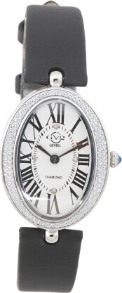 TJMAXX Men's Swiss Made Piazza Navona Diamond Cut Bezel Watch, Leather/Diamond