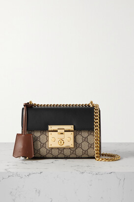 Gucci Padlock Leather And Printed Coated-canvas Shoulder Bag