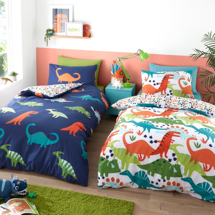 Dunelm Bright Dino Twin Pack Duvet Cover and Pillowcase Set MultiColoured ShopStyle