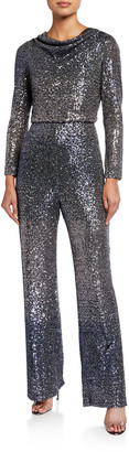 badgley mischka sequin jumpsuit