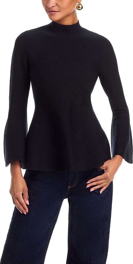 Aqua Mock Neck Bell Sleeve Top - Exclusive