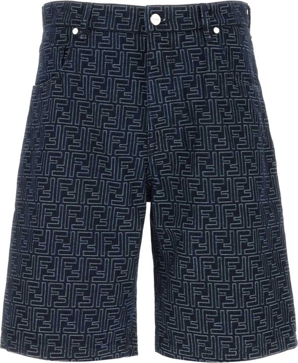 Fendi FF Jacquard Denim Shorts