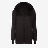 Bally Nylon Bonded Jacket With Fur Collar Black, Women's bonded nylon jacket in black