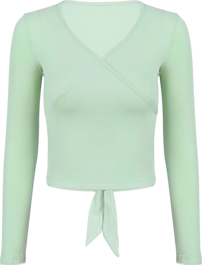 Jowowha Adult Ballet Wrap Top Dance Wrap Top Crossover Cardigan Long