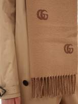 Thumbnail for your product : Gucci Gg Jacquard Fringed Wool Scarf - Mens - Beige