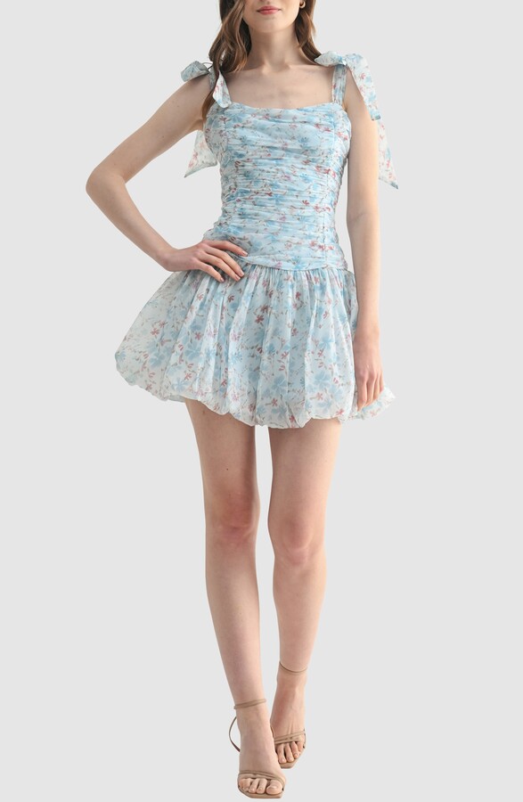 Lush Floral Tie Shoulder Minidress
