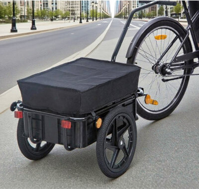 SHANRUGUOJI Outdoor Storage Trailer Bicycle Cargo Trailer With Removable Box And Waterproof Cover Bike Wagon Trailer