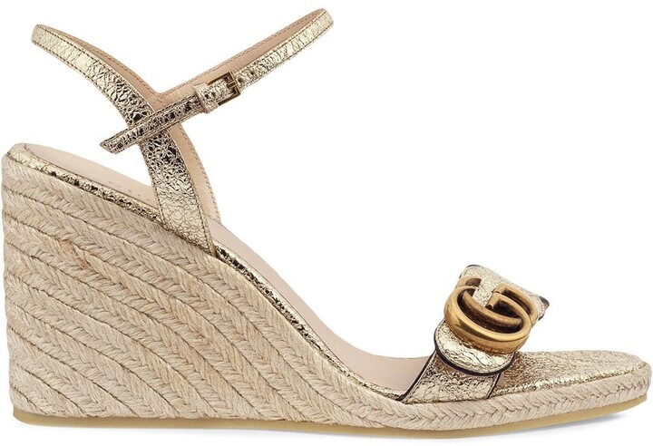 Gucci GG buckle wedge sandals - ShopStyle