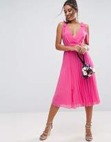 Thumbnail for your product : ASOS Cami Strap Tie Pleated Midi Dress