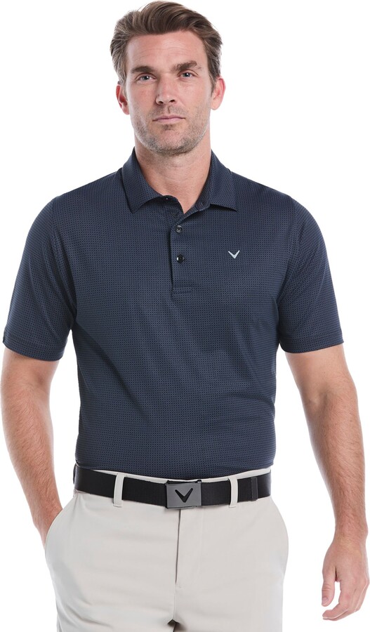 Callaway Men's Chevron Foulard Print Short Sleeve Golf Polo Shirt, XXL, Caviar