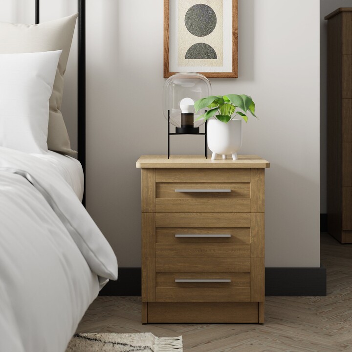Dunelm Toby 3 Drawer Bedside Table Brown ShopStyle Chests