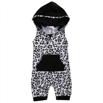 Mrs.Baker'Home Cute Baby Boys Girls Leopard Dot Sleeveless Hoodie Romper Bodysuit with Pocket (9-12 Months, )