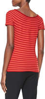 Thumbnail for your product : Armani Collezioni Striped Ribbed Knit Tee, Cordoba Red