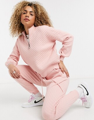 Collusion quilted knitted joggers co-ord in light pink