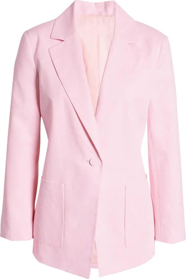 Kromoc Women's Suit Jacket Notch Lapel Tuxedos Blazer One Button