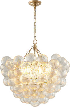 Rosdorf Park Gold Pendant Light Chandelier with Threaded Clear Glass Globe Shade