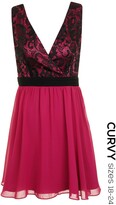 Thumbnail for your product : Little Mistress Curvy Curvy Raspberry and Black Exclusive Lace Body Skater Dress