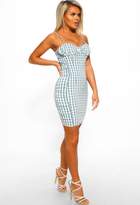 Thumbnail for your product : Pink Boutique Bo Peep Babe Green Gingham Ruched Mini Dress