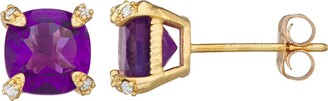 Designs by Gioelli 10k Gold Gemstone Diamond Accent Stud Earrings