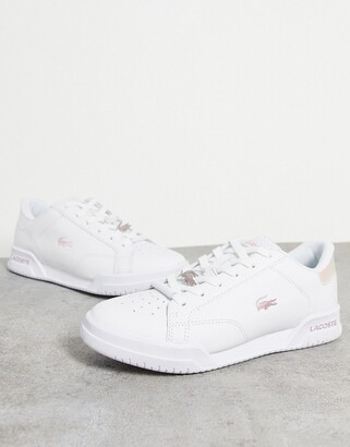Lacoste Twin Serve cupsole sneakers in white and iridescent - ShopStyle
