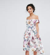 Thumbnail for your product : Chi Chi London Petite Chi Chi Petite All Over Printed Off Shoulder Midi Dress