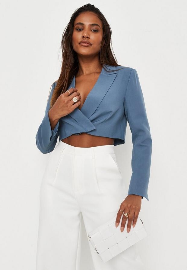 white cropped blazer fitted