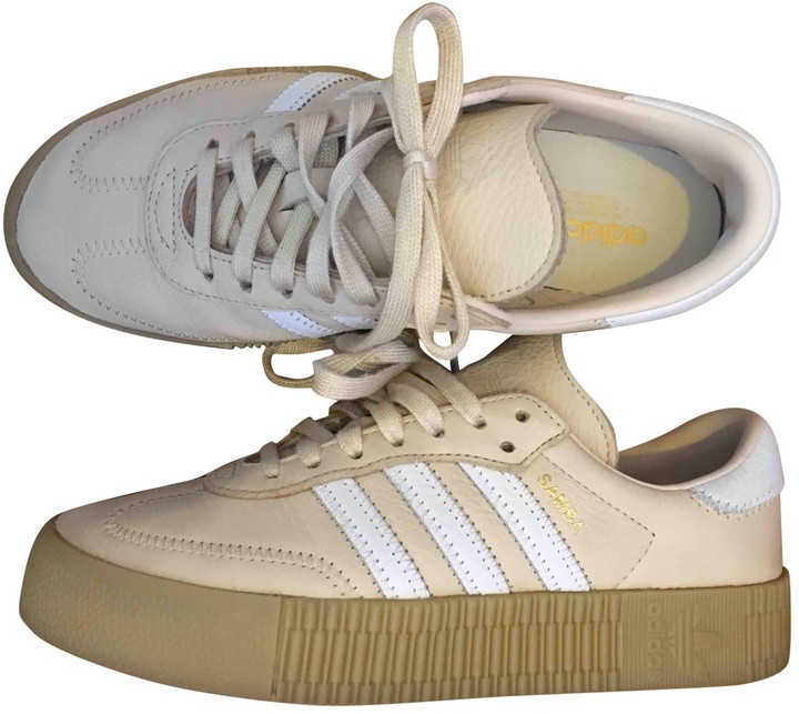 adidas Samba Beige Leather Trainers - ShopStyle Sneakers & Athletic Shoes