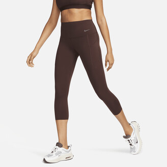 Nike Women's Universa Medium-Support High-Waisted Cropped Leggings with Pockets  in Brown - ShopStyle