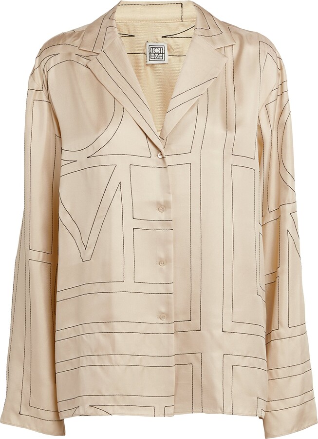Totême Silk Embroidered-Monogram Shirt