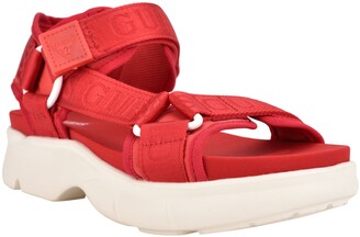red guess sandals