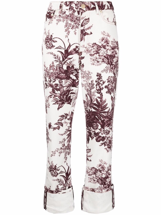 Erdem Floral-Print High-Waisted Trousers - ShopStyle Straight-Leg 