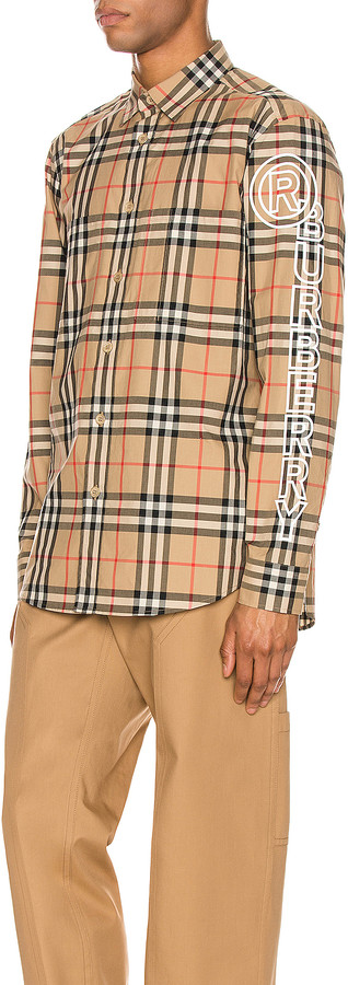 Burberry Camerson Long Sleeve Shirt in Archive Beige IP Check 